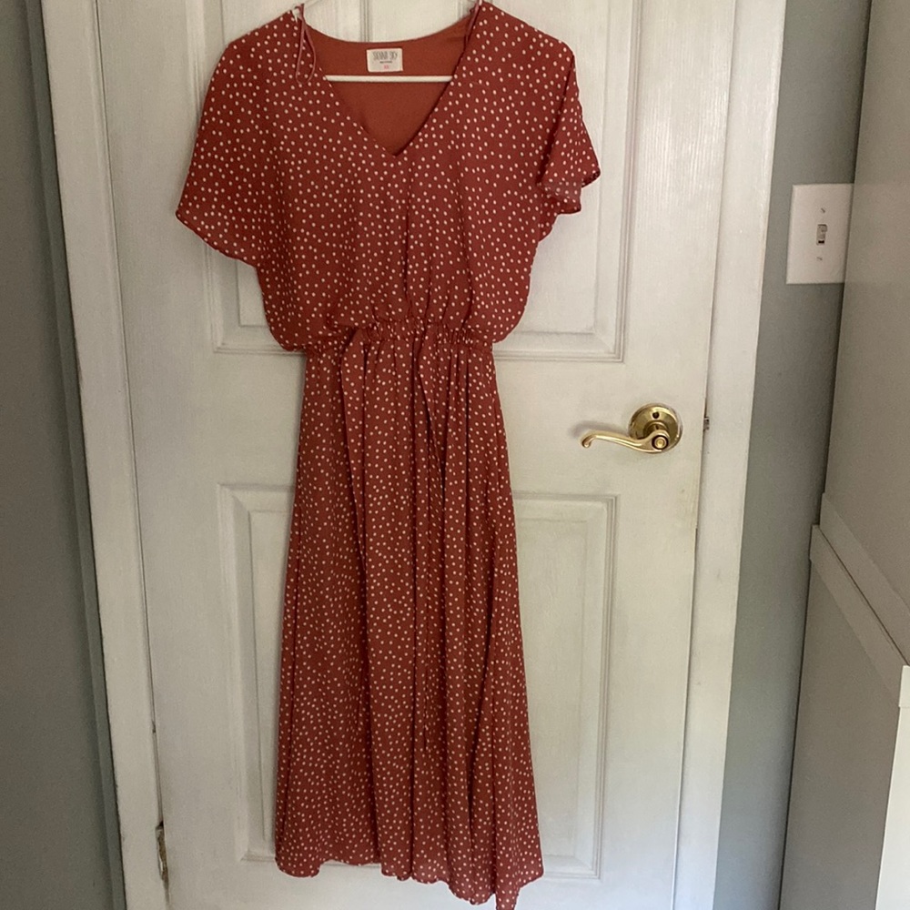 Pink and White Dots Maxi Dress